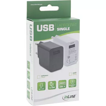 Τροφοδοτικό USB InLine Single, 100-240V σε 5V/2,5A, μαύρο