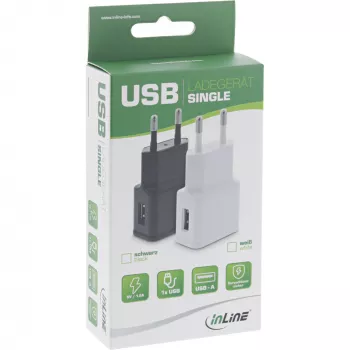 Τροφοδοτικό USB Single InLine 31504S 100-240V σε 5V/1,2A μαύρο