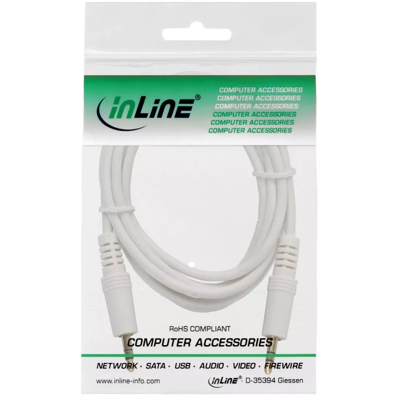 Καλώδιο ήχου InLine 3,5 mm jack αρσενικό/αρσενικό λευκό/χρυσό 2,5 m