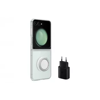 Samsung EF-XF73KKTEGWW Starter Pack για Galaxy Z Flip5, θήκη Clear Gadget Case + τροφοδοτικό, διάφανο/μαύρο