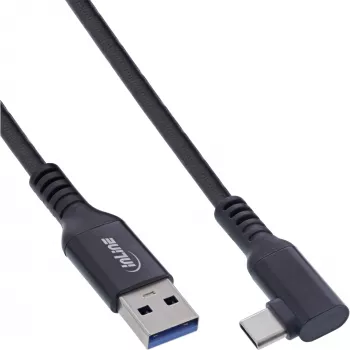 InLine Καλώδιο USB 3.2 Gen.1, βύσμα USB-C γωνιακό - βύσμα USB-A για VR, μαύρο, 5m