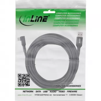 InLine Καλώδιο USB 3.2 Gen.1, βύσμα USB-C γωνιακό - βύσμα USB-A για VR, μαύρο, 5m
