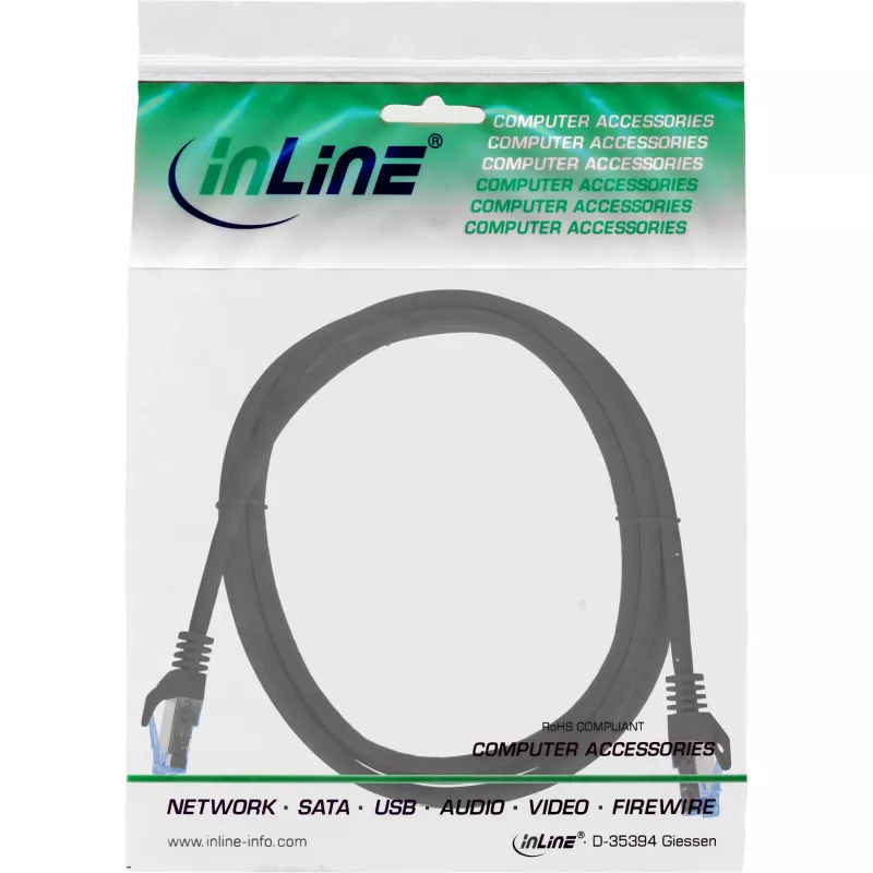InLine 72655S Καλώδιο δικτύου Μαύρο 0,5 m Cat6a S/FTP (S-STP)