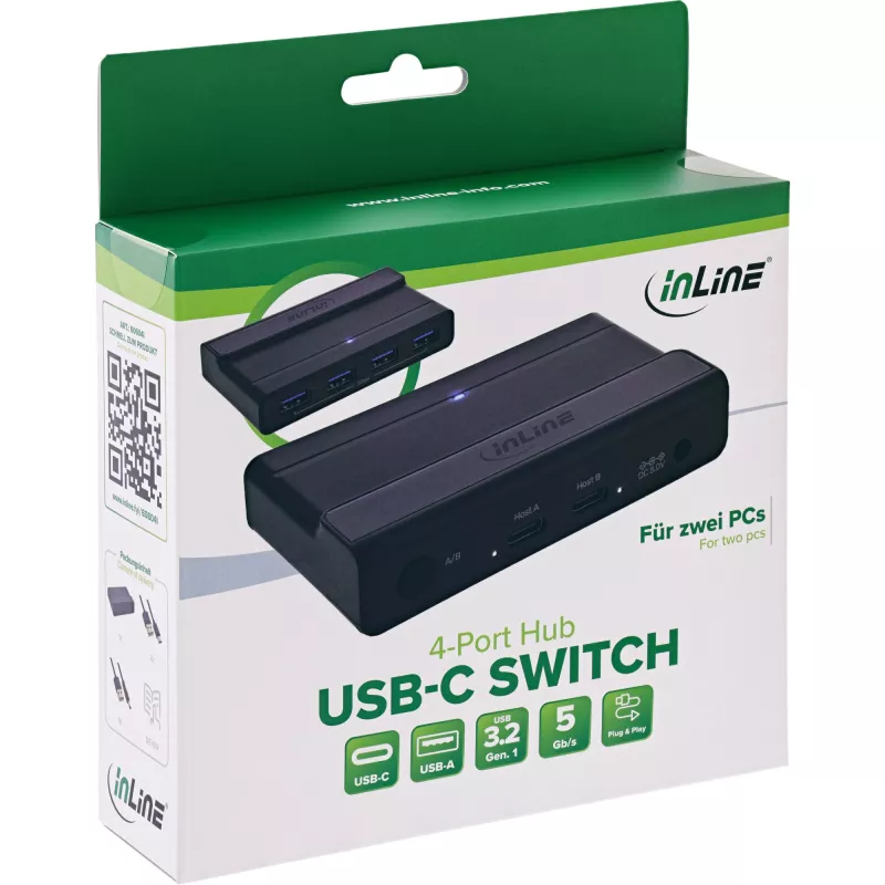 InLine 60604I Διακόπτης κοινής χρήσης USB-C με 4-Port USB-Hub