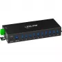 InLine 35396C βιομηχανικό hub USB 3.2 Gen 1 10 θυρών, 10x USB-A 5 Gb/s, USB-B, αλουμίνιο, ράγα DIN, με τροφοδοτικό, μαύρο