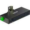 InLine 35396C βιομηχανικό hub USB 3.2 Gen 1 10 θυρών, 10x USB-A 5 Gb/s, USB-B, αλουμίνιο, ράγα DIN, με τροφοδοτικό, μαύρο