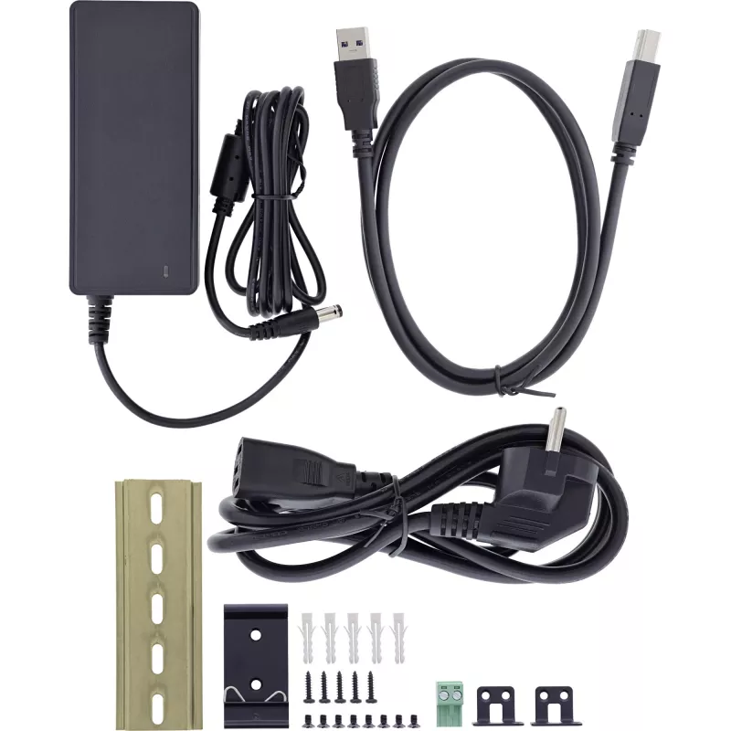 InLine 35396C βιομηχανικό hub USB 3.2 Gen 1 10 θυρών, 10x USB-A 5 Gb/s, USB-B, αλουμίνιο, ράγα DIN, με τροφοδοτικό, μαύρο