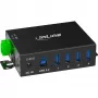 InLine 35396A βιομηχανικό hub USB 3.2 Gen 1 4 θυρών, 4x USB-A 5 Gb/s, USB-B, αλουμίνιο, ράγα DIN, με τροφοδοτικό, μαύρο