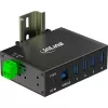 InLine 35396A βιομηχανικό hub USB 3.2 Gen 1 4 θυρών, 4x USB-A 5 Gb/s, USB-B, αλουμίνιο, ράγα DIN, με τροφοδοτικό, μαύρο