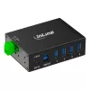 InLine 35396A βιομηχανικό hub USB 3.2 Gen 1 4 θυρών, 4x USB-A 5 Gb/s, USB-B, αλουμίνιο, ράγα DIN, με τροφοδοτικό, μαύρο