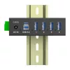 InLine 35396A βιομηχανικό hub USB 3.2 Gen 1 4 θυρών, 4x USB-A 5 Gb/s, USB-B, αλουμίνιο, ράγα DIN, με τροφοδοτικό, μαύρο