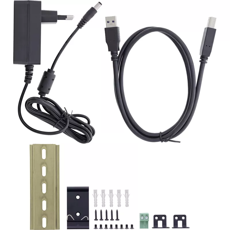 InLine 35396A βιομηχανικό hub USB 3.2 Gen 1 4 θυρών, 4x USB-A 5 Gb/s, USB-B, αλουμίνιο, ράγα DIN, με τροφοδοτικό, μαύρο