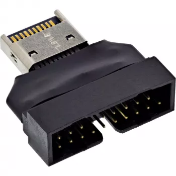 InLine 33446T Προσαρμογέας καλωδίου USB Type-E Key A, 20-πολικό USB 3.0 Header, 19-πολικό Μαύρο