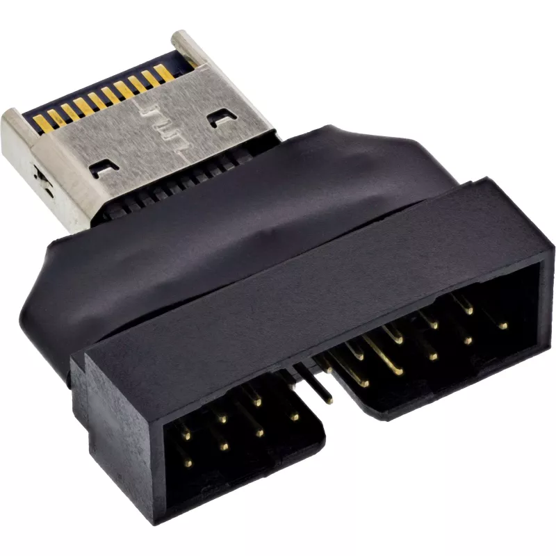 InLine 33446T Προσαρμογέας καλωδίου USB Type-E Key A, 20-πολικό USB 3.0 Header, 19-πολικό Μαύρο