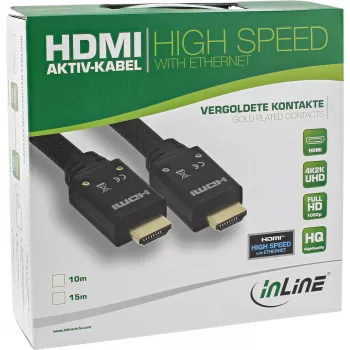 InLine Ενεργό καλώδιο HDMI, HDMI-High Speed με Ethernet, Α/Α, πλέγμα νάιλον, 15m