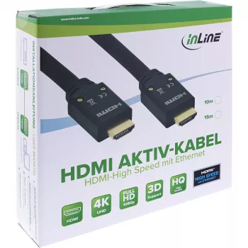 InLine Ενεργό καλώδιο HDMI, HDMI-High Speed με Ethernet, Α/Α, πλέγμα νάιλον, 10m