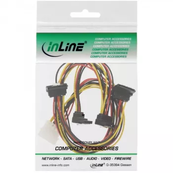 InLine Εσωτερικό καλώδιο τροφοδοσίας Y 1x Molex / 4x SATA γωνιακό με κλειδώματα 0,40+0,55m