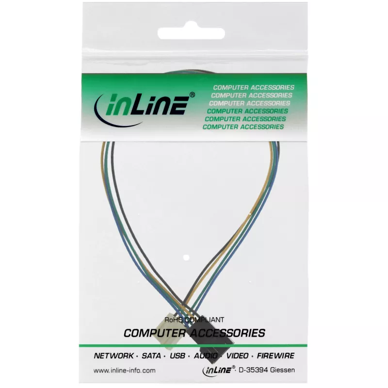 InLine Επέκταση καλωδίου ανεμιστήρα 4pin Molex αρσενικό/θηλυκό 0,70m