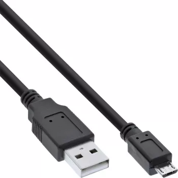 InLine Καλώδιο Micro-USB 2.0, USB Type-A βύσμα αρσενικό / Micro-B βύσμα αρσενικό, μαύρο, 2 m