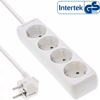 Πολύπριζο InLine, 4 θέσεων με γείωση CEE 7/3, λευκό, 5m