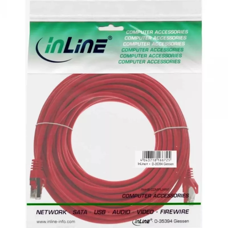 Καλώδιο patch InLine F/UTP Cat.5e κόκκινο 10m