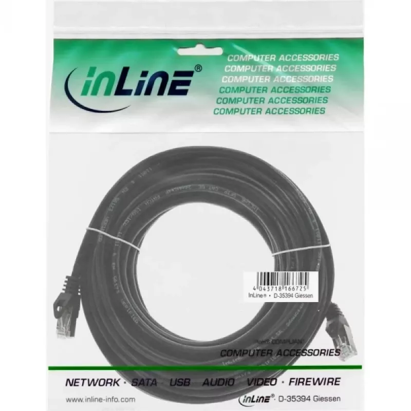 Καλώδιο patch InLine 71500S RJ-45 Cat5e 10m μαύρο