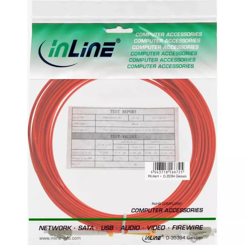 Καλώδιο οπτικής ίνας duplex InLine LC/LC 88522B 50/125µm OM2 7m