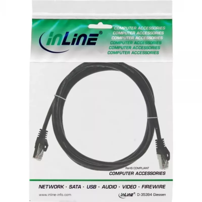 Καλώδιο patch InLine F/UTP Cat.5e μαύρο 0,5m
