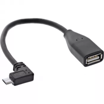 Καλώδιο προσαρμογέα InLine Micro USB OTG βύσμα αρσενικό Micro-B γωνιακό σε υποδοχή θηλυκή USB A 0,1 m