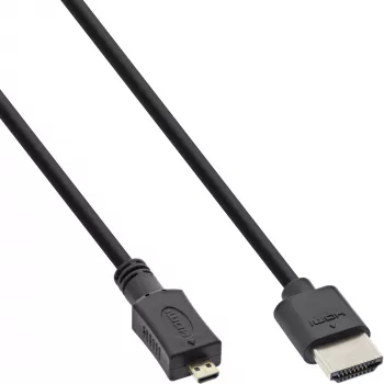 InLine Καλώδιο High Speed HDMI με Ethernet, AM/DM, εξαιρετικά επίπεδο, μαύρο/χρυσό, 0,5 m