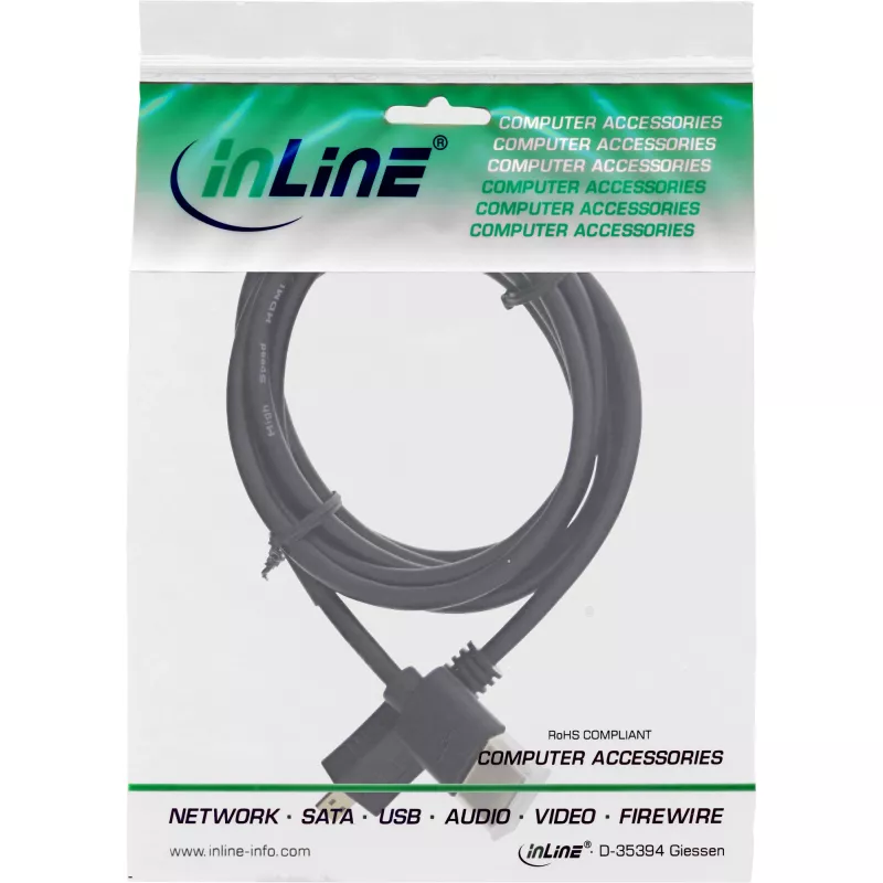 InLine Καλώδιο High Speed HDMI με Ethernet, AM/DM, εξαιρετικά επίπεδο, μαύρο/χρυσό, 1,8 m