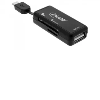 InLine OTG Αναγνώστης καρτών Dual Flex για SD, microSD με θύρα USB και 2 υποδοχές καρτών