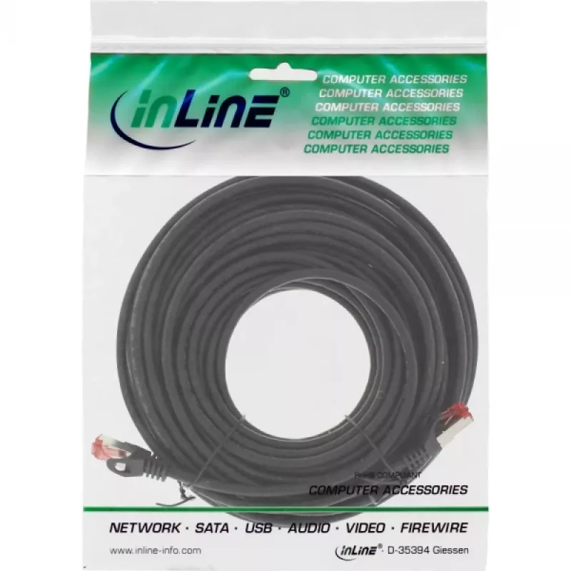 InLine Καλώδιο δικτύου S/FTP PiMF Cat.6 250MHz χαλκός χωρίς αλογόνα μαύρο 15m