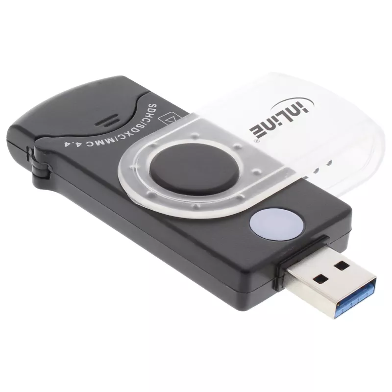 InLine USB 3.0 Φορητός αναγνώστης καρτών με 2 υποδοχές για SD SDHC SDXC microSD