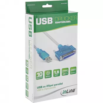 Καλώδιο εκτυπωτή USB InLine 33397I 1,8 m αρσενικό Type-A σε θηλυκό DB25