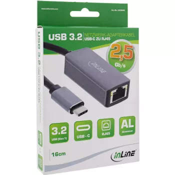 InLine Καλώδιο προσαρμογέα δικτύου USB 3.2 σε 2.5G Ethernet, USB-C σε RJ45