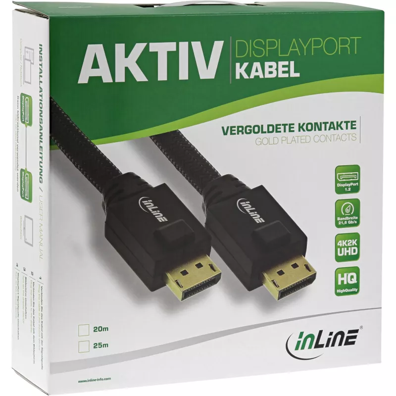InLine Ενεργό καλώδιο DisplayPort, μαύρο, επιχρυσωμένες επαφές, 15 m
