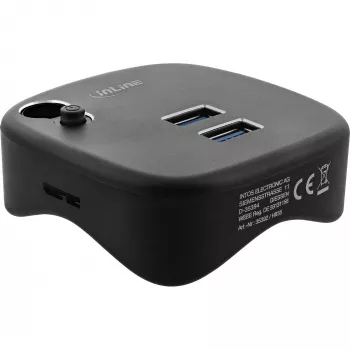 InLine Πολυπροσαρμογέας USB 3.0, 2xUSB-A, RJ45, αναγνώστης καρτών SD/MicroSD, μαύρο