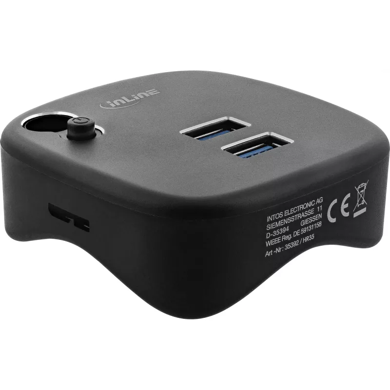 InLine Πολυπροσαρμογέας USB 3.0, 2xUSB-A, RJ45, αναγνώστης καρτών SD/MicroSD, μαύρο