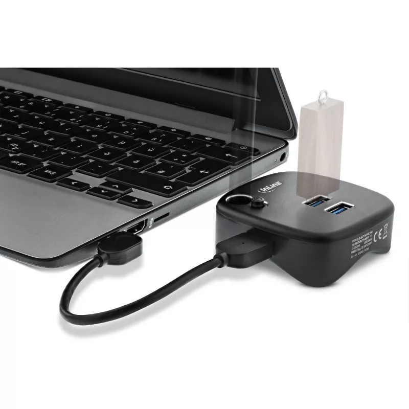 InLine Πολυπροσαρμογέας USB 3.0, 2xUSB-A, RJ45, αναγνώστης καρτών SD/MicroSD, μαύρο
