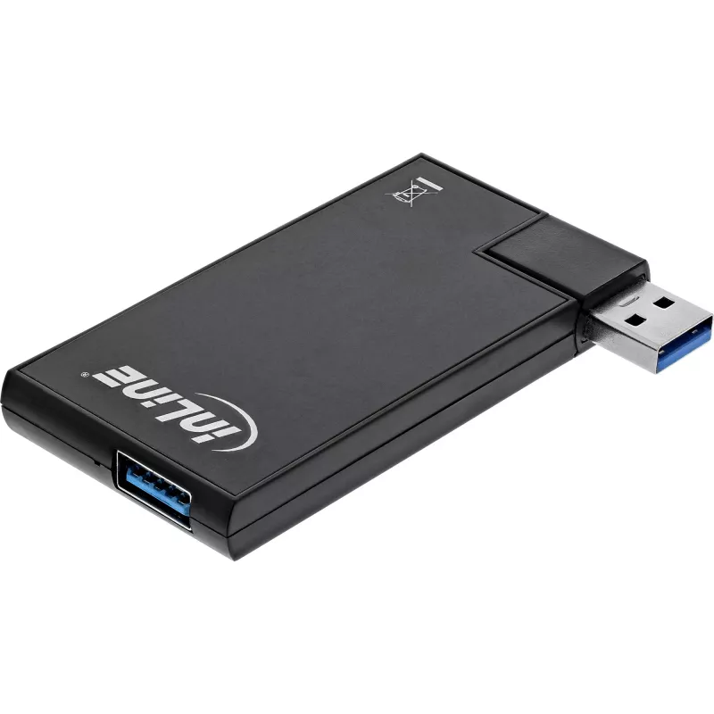 InLine Περιστρεφόμενο hub USB 3.0, 4 θύρες, μαύρο