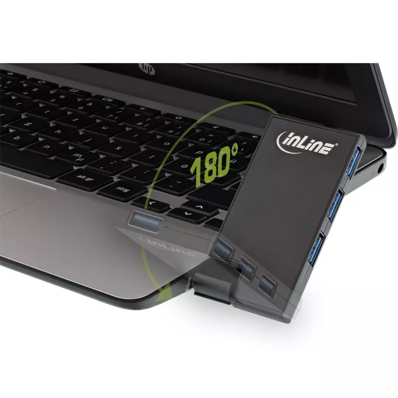InLine Περιστρεφόμενο hub USB 3.0, 4 θύρες, μαύρο