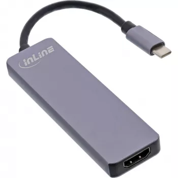 InLine Multi-Hub USB 3.2 Gen.1, 2x USB-A, HDMI 4K/30Hz, αναγνώστης καρτών, αλουμίνιο, γκρι