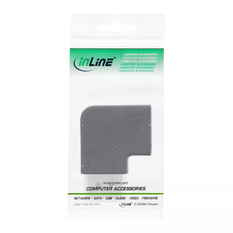 InLine Προσαρμογέας DisplayPort αρσενικό θηλυκό αριστερά γωνιακός 17199L