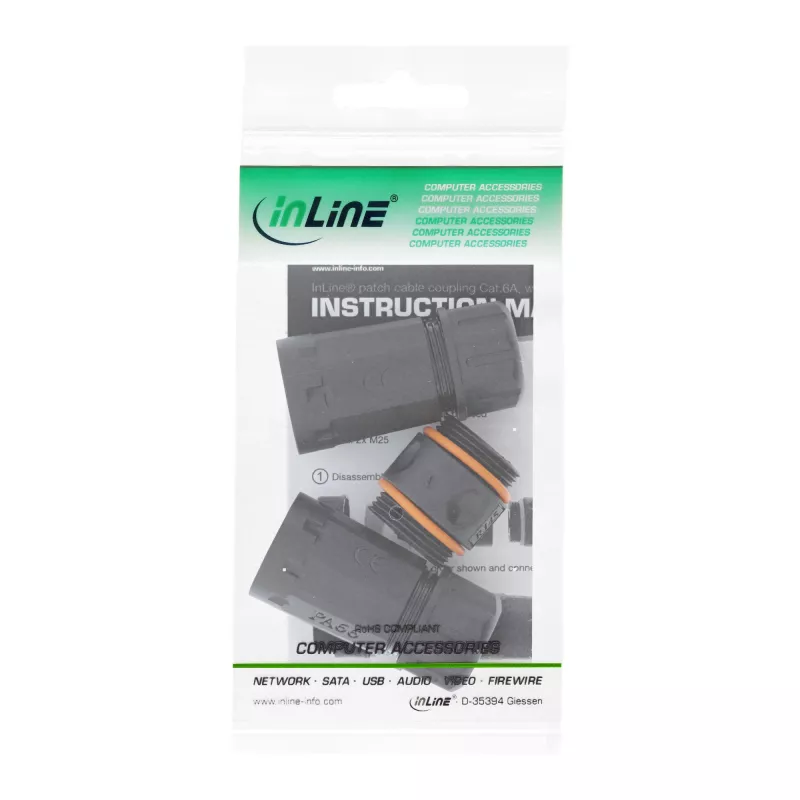 InLine Σύνδεσμος Cat.6A, αδιάβροχος IP68, 2x RJ45 θηλυκό/θηλυκό, 1:1