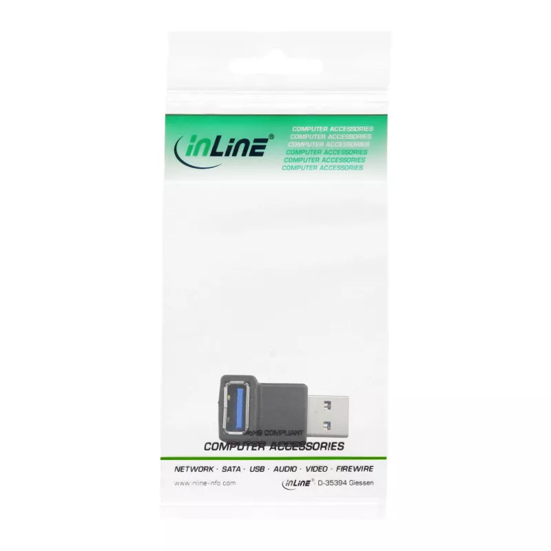 Προσαρμογέας USB 3.0 Type-A αρσενικό / A θηλυκό υπό γωνία 90° InLine 35300R