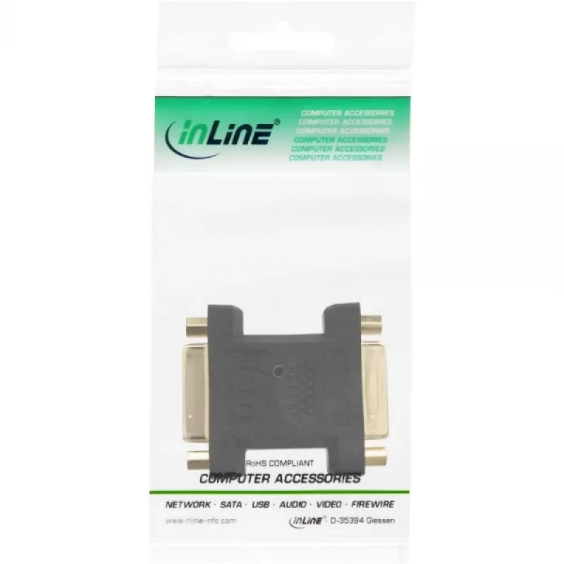 Προσαρμογέας InLine DVI-I ψηφιακός + αναλογικός 24+5 θηλυκό / θηλυκό μαύρο επιχρυσωμένος