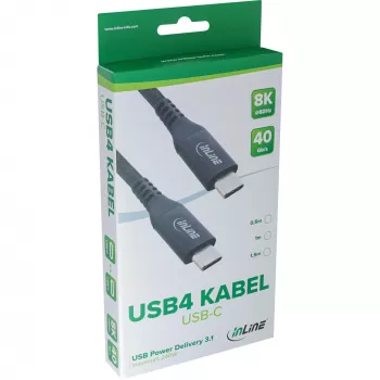 Καλώδιο USB4 InLine 35906A 0,5 m USB-C βύσμα/βύσμα 8K60Hz μαύρο