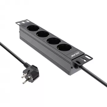 PDU InLine 10 ιντσών, 4 θέσεων Schutzkontakt, χωρίς διακόπτη, 2 m, μαύρο