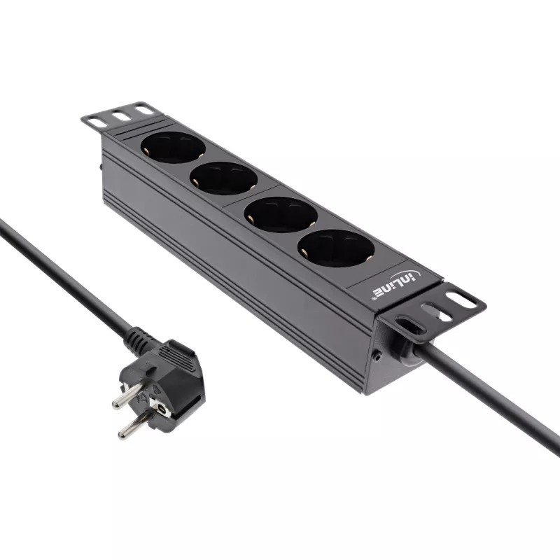 PDU InLine 10 ιντσών, 4 θέσεων Schutzkontakt, χωρίς διακόπτη, 2 m, μαύρο